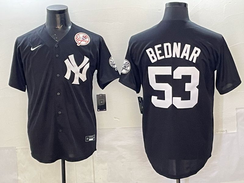 Men New York Yankees #53 Bednar Black Game Nike MLB 2025 Jersey 03